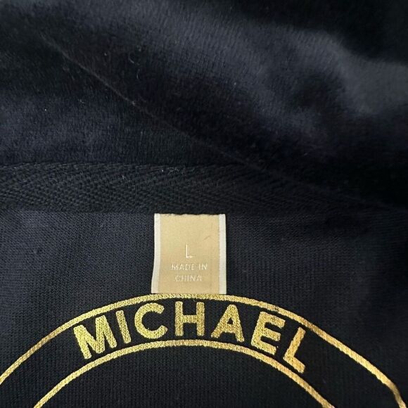 Michael Kors Womens Velvet Blue Full‎ Zip Jacket Mock Neck Size Large Pockets - Picture 7 of 10